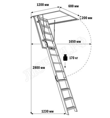 Чердачная лестница LRF Termo Extrem 84 mm 600*1200*2800 Чердачная лестница LRF Termo Extrem 84 mm 600*1200*2800