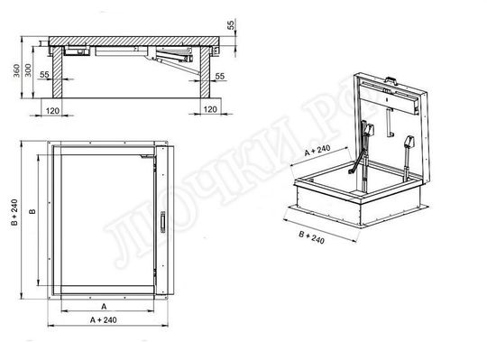 Люк для выхода на кровлю Оптимус 1000*2000 Люк для выхода на кровлю Оптимус 1000*2000