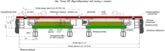 Люк-дверь под плитку Техно Противопожарный 2 створки 1400*550 Люк-дверь под плитку Техно Противопожарный 2 створки 1400*550