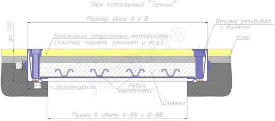 Напольный люк Техник 600*750 Напольный люк Техник 600*750